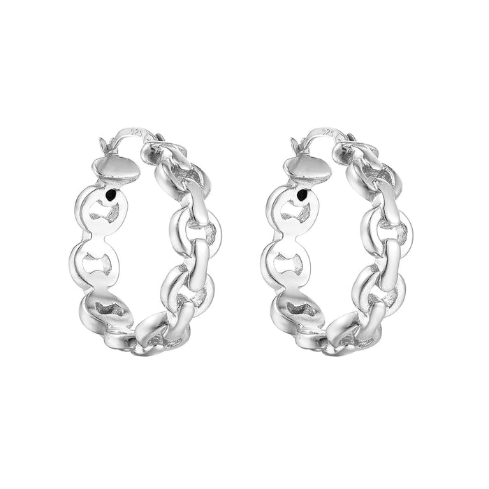 Seol gold - Sterling Silver Anchor Chain Hoop Earrings