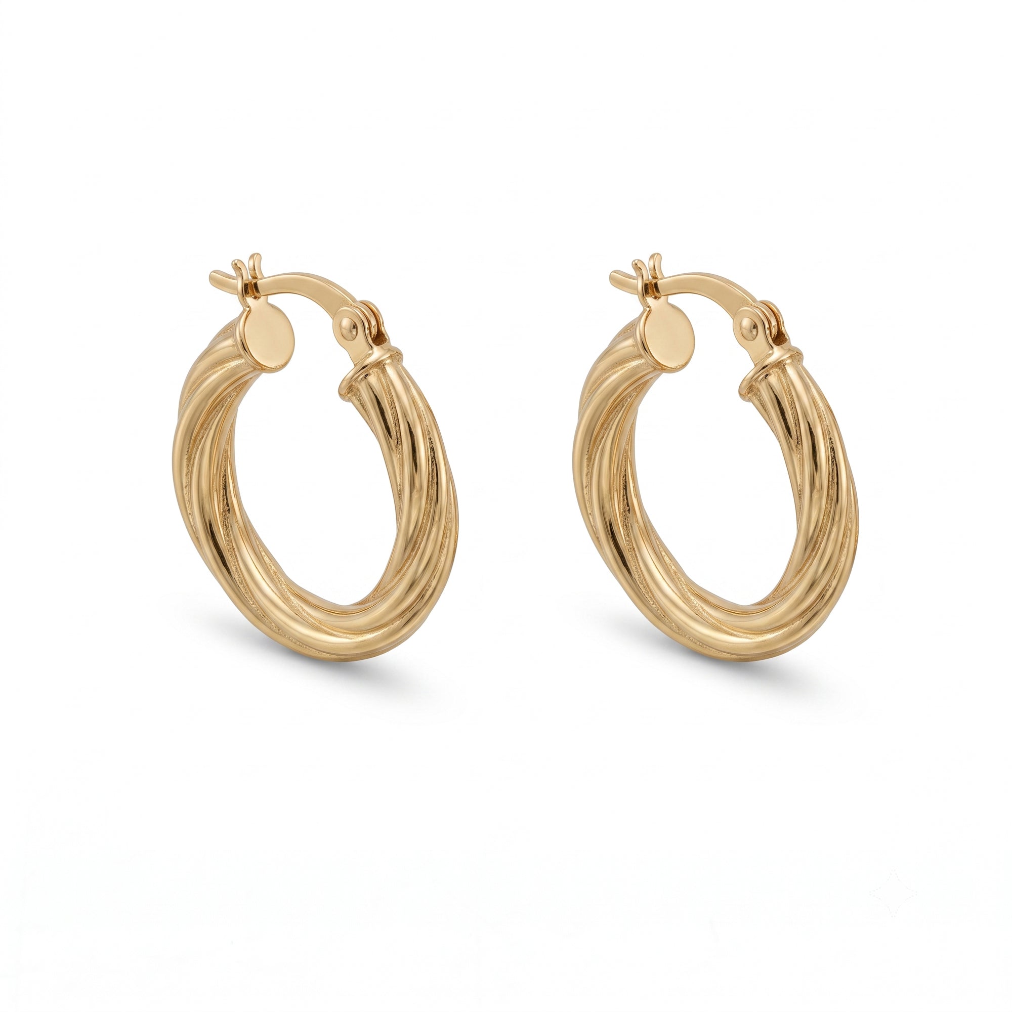 18ct Gold Plated Twisted Creole Hoop Earrings