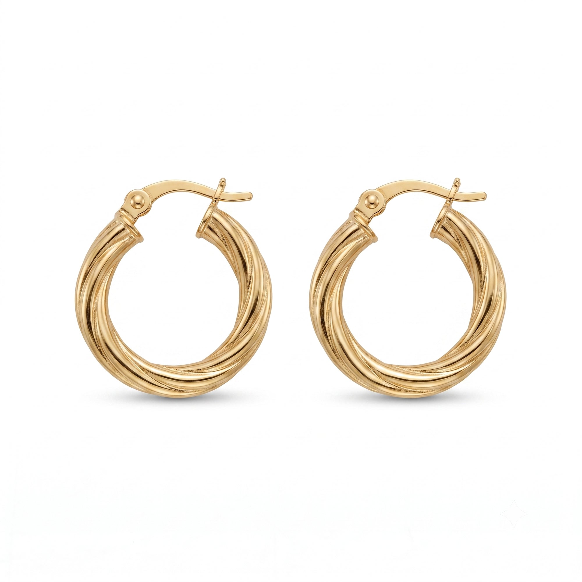18ct Gold Plated Twisted Creole Hoop Earrings