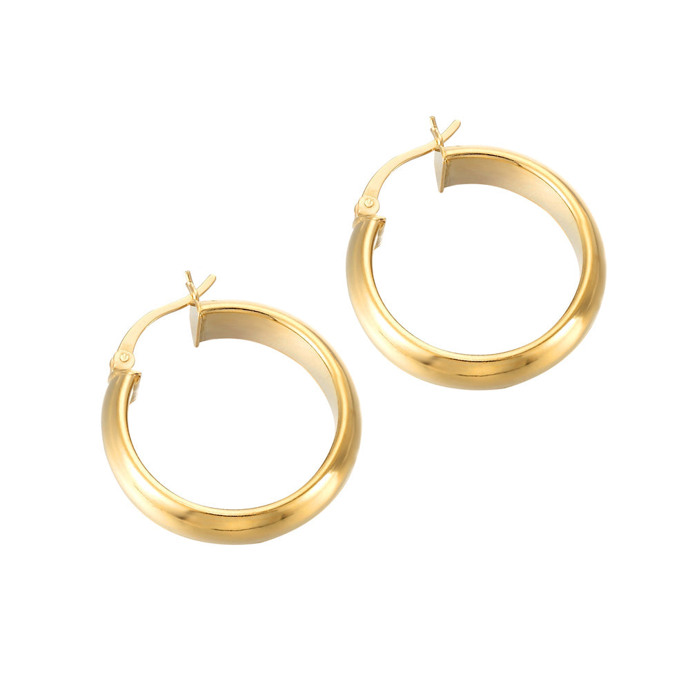 18ct Gold Vermeil Large Thick Rounded Creole Hoops