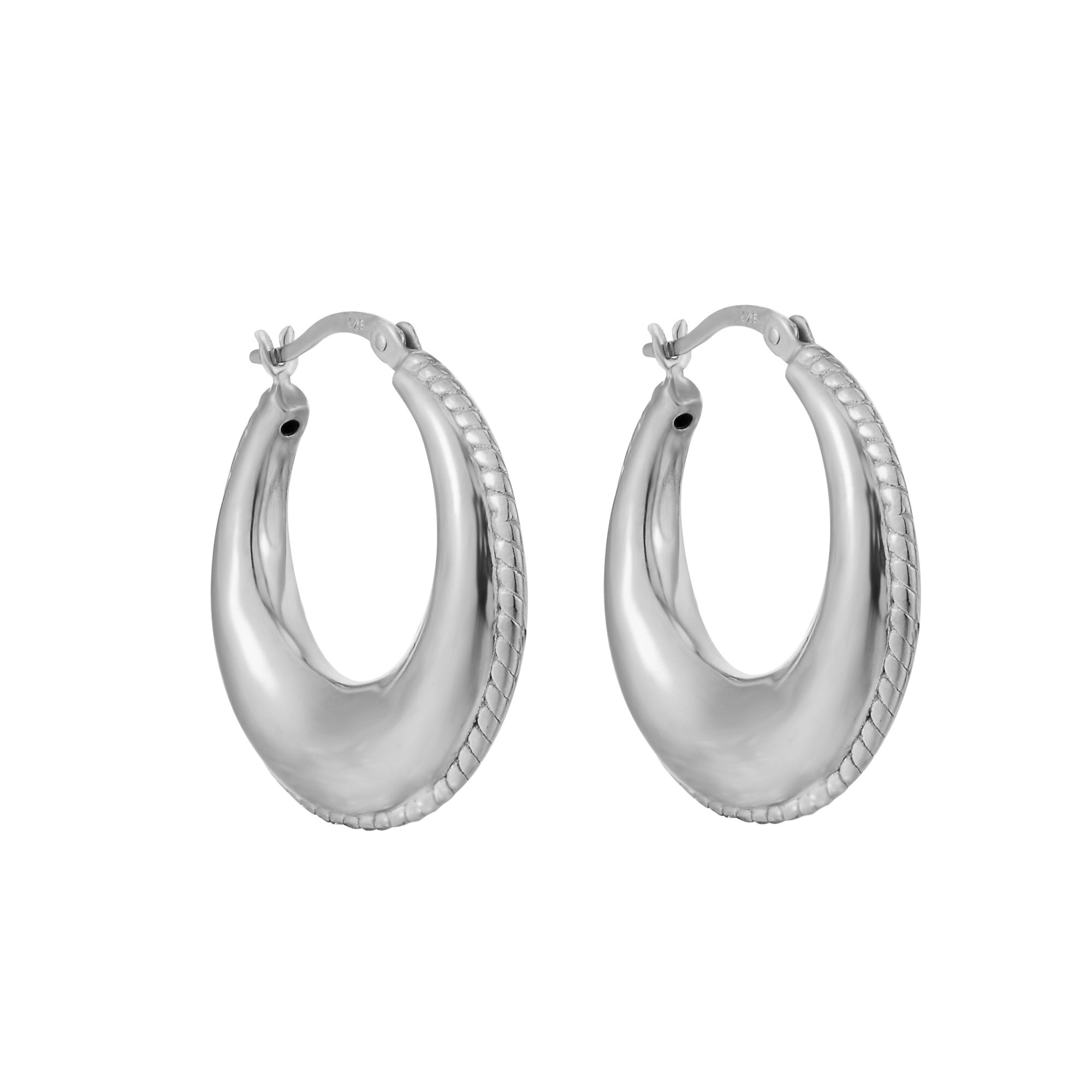 Silver Rope Edge Sterling Silver Rope Edge Creoles