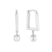 Sterling Silver Pearl Hoops - seolgold