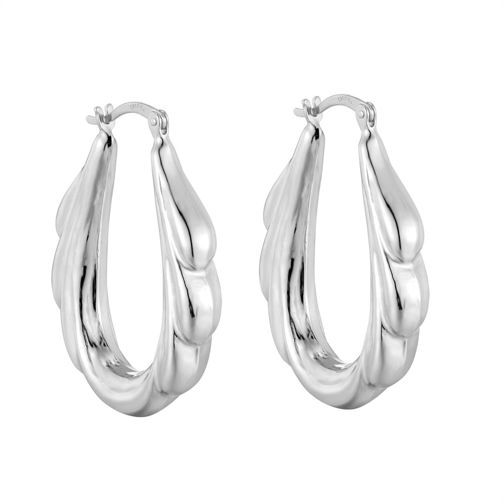 Sterling Silver Puffed Oval Drip Hoops