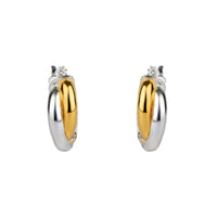 Pair of hoop earrings with gold and silver finish on a white background - seolgold