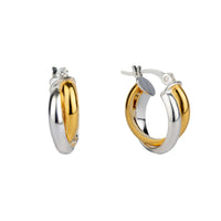 Pair of hoop earrings with gold and silver finish on a white background - seolgold