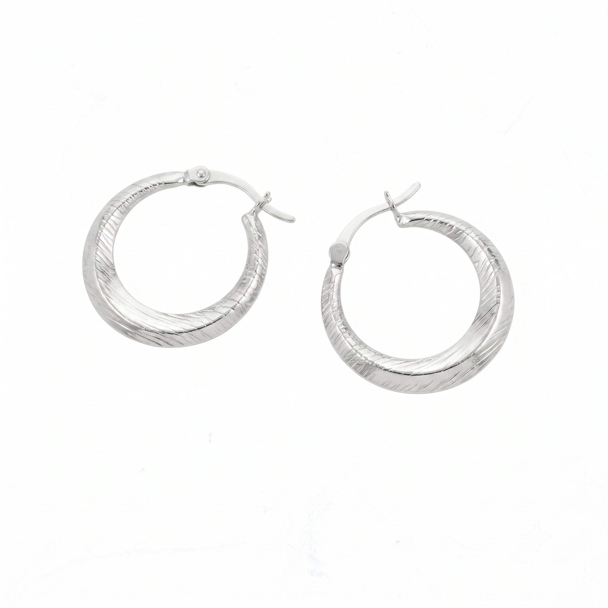 Sterling Silver Textured Creole Hoop Earrings