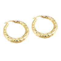 Gold Embossed Hoops - seolgold