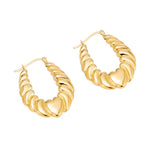 18ct Gold Vermeil Chunky Heart Croissant Hoops
