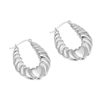 silver chunky Heart Croissant Hoops - seolgold