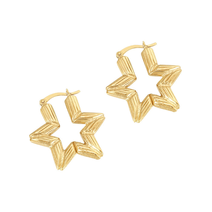 18ct Gold Vermeil Creole Star Hoops - seol-gold