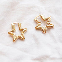 18ct Gold Vermeil Bamboo Star Hoops - seol-gold