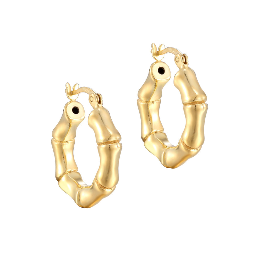 18ct Gold Vermeil Bamboo Creole Hoop Earrings