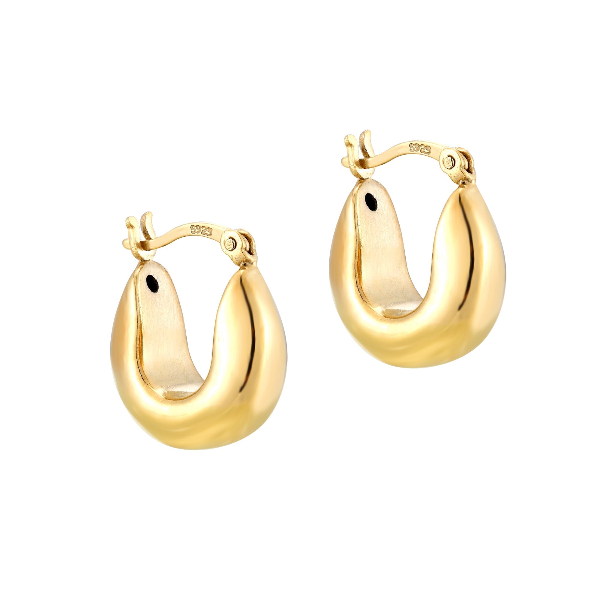 18ct Gold Vermeil Curved Chunky Creole Hoops1
