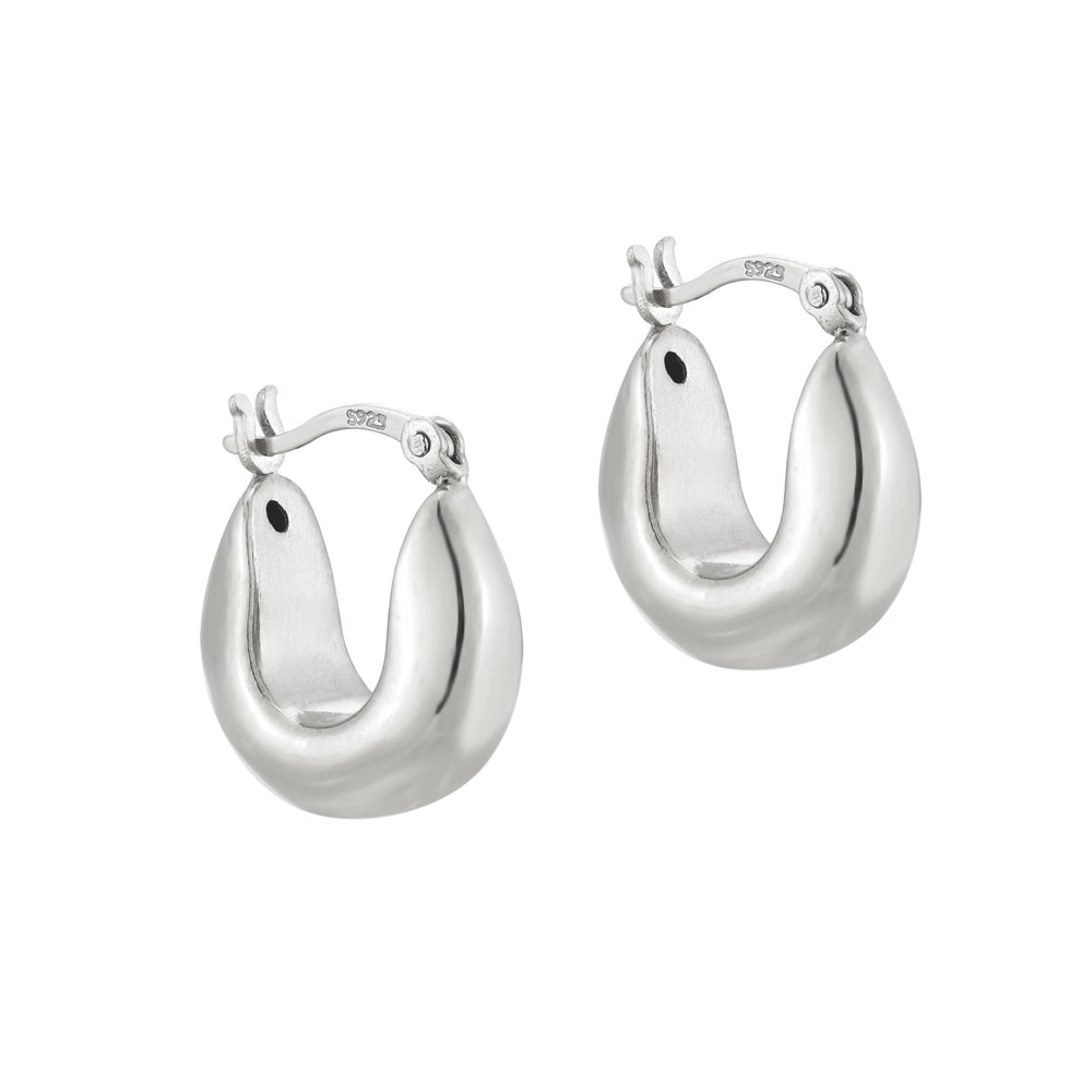 Sterling Silver Curved Chunky Creole Hoops