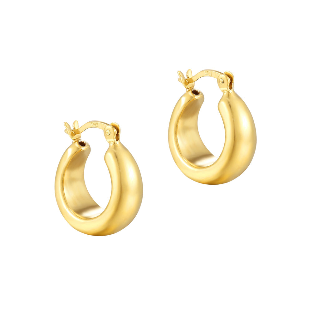 18ct Gold Vermeil Chunky Creole Curved Hoops