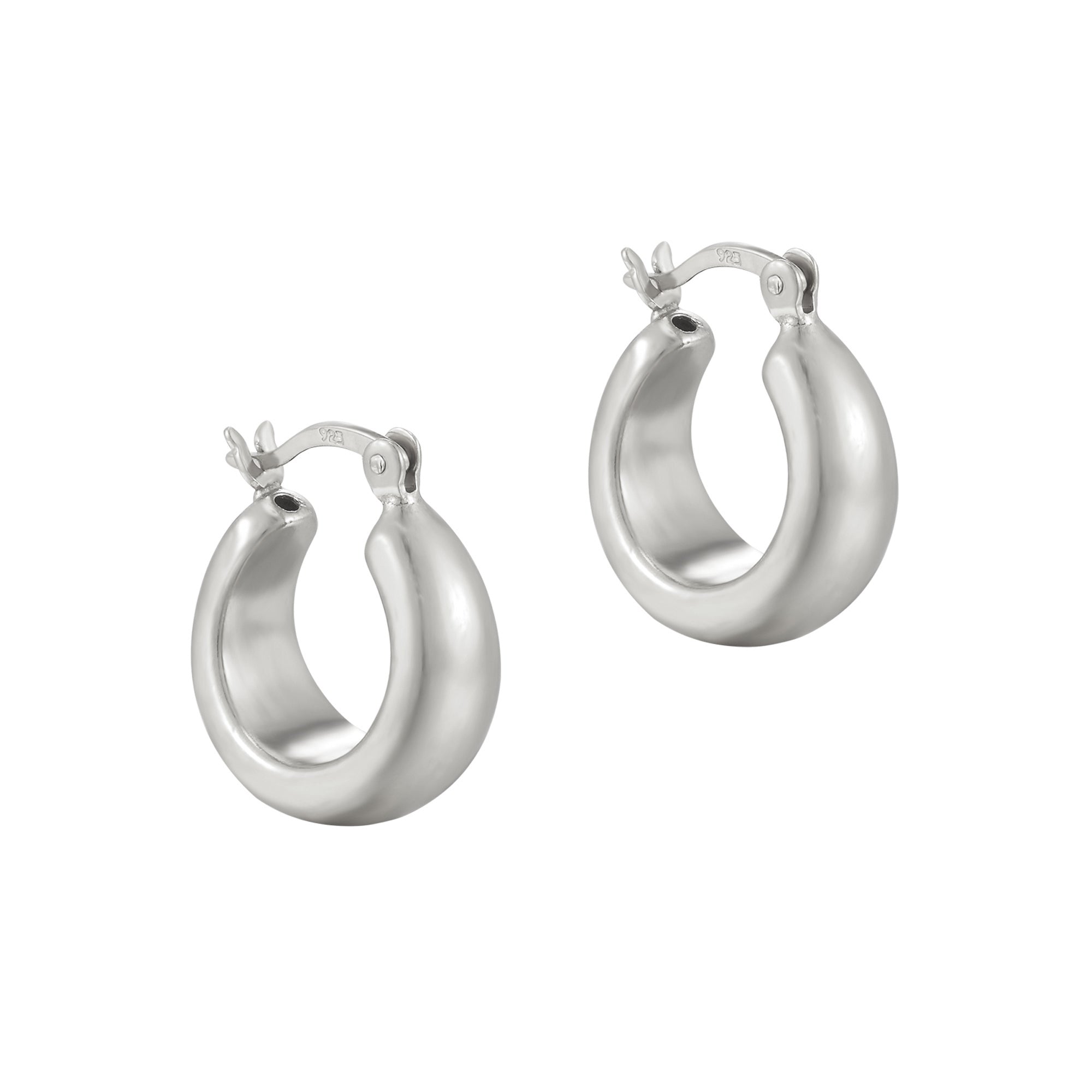 Sterling Silver Chunky Creole Curved Hoops