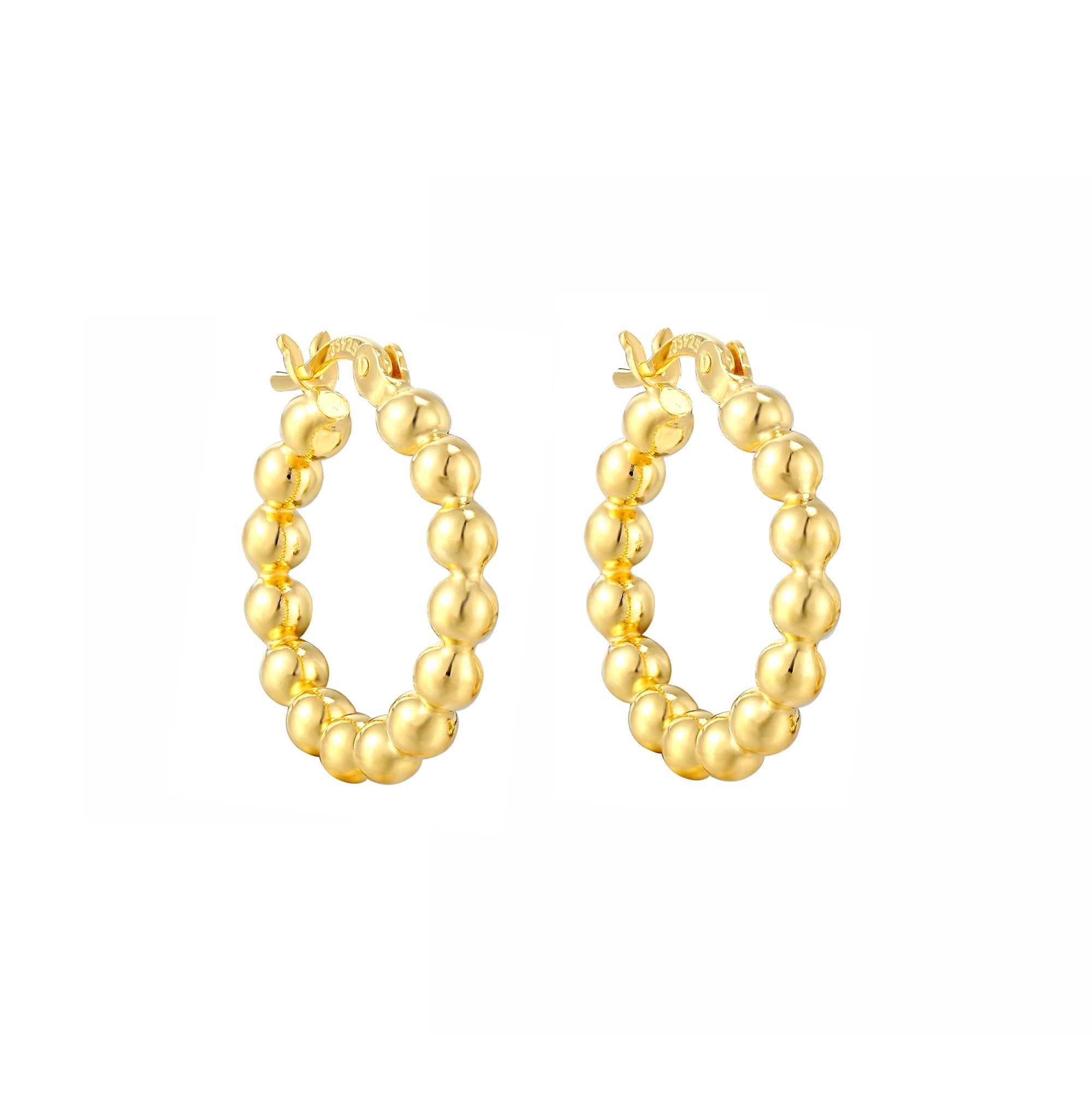 bubble bead hoops - gold hoops - gold hoop earrings- puffy hoops - gold plate earrings - silver hoops