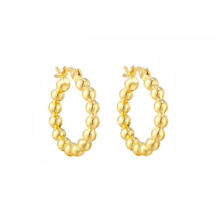 bubble bead hoops - gold hoops - gold hoop earrings- puffy hoops - gold plate earrings - silver hoops