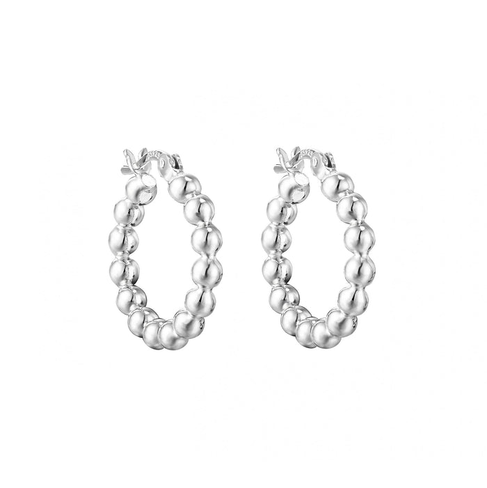 bubble hoops - beaded hoop - everyday hoop - midi hoop - silver hoop - seol gold