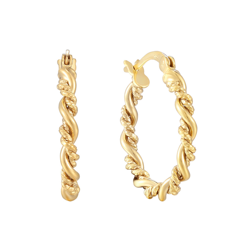 18ct Gold Vermeil Twisted Rope Creole Hoops