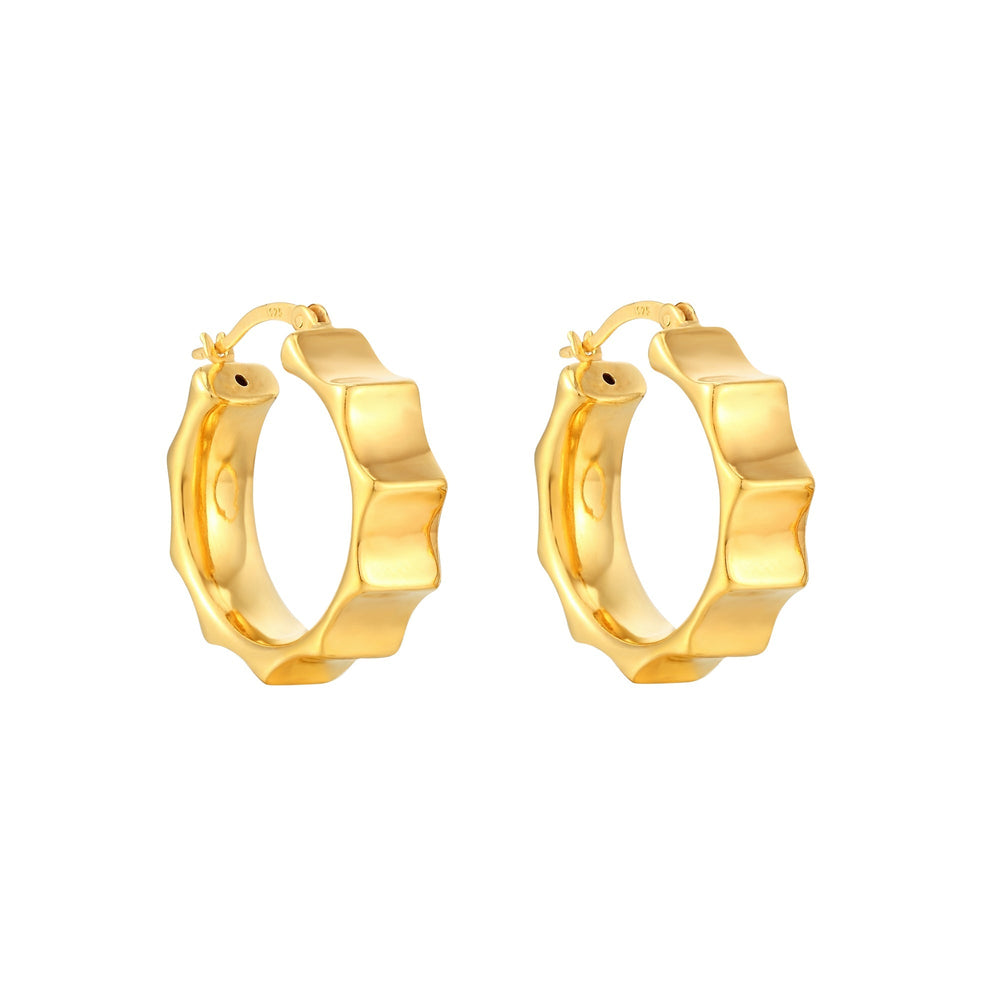 18ct Gold Vermeil Geometric Creole Hoop Earrings