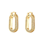 18ct Gold Vermeil Ovate Beaded Design Hoop Earrings