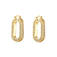 Seol Gold - 18ct Gold Vermeil Ovate Beaded Hoops