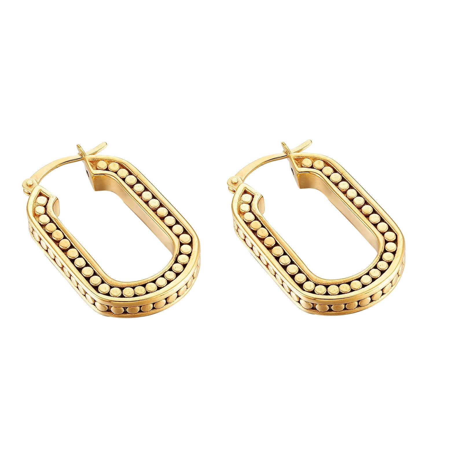 Seol Gold - 18ct Gold Vermeil Ovate Beaded Hoops