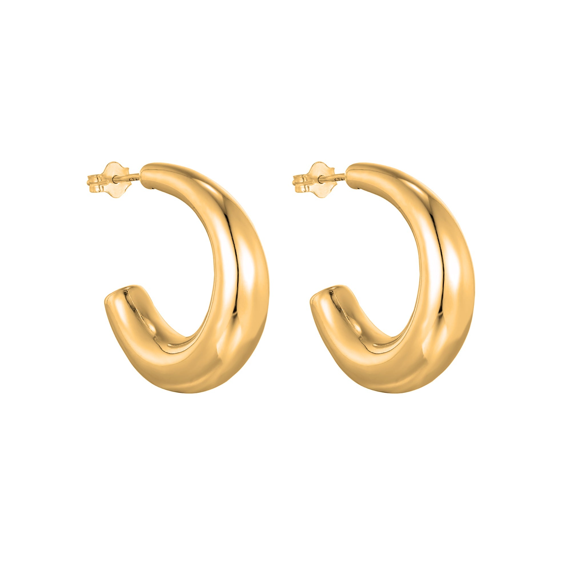puffy earrings - light studs - gold earrings - half hoops - 18ct gold vermeil hoops - gold vermeil studs - seol gold