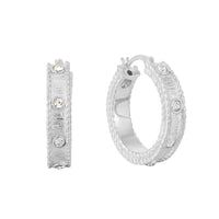 Sterling Silver Crystal Hoops - seolgold