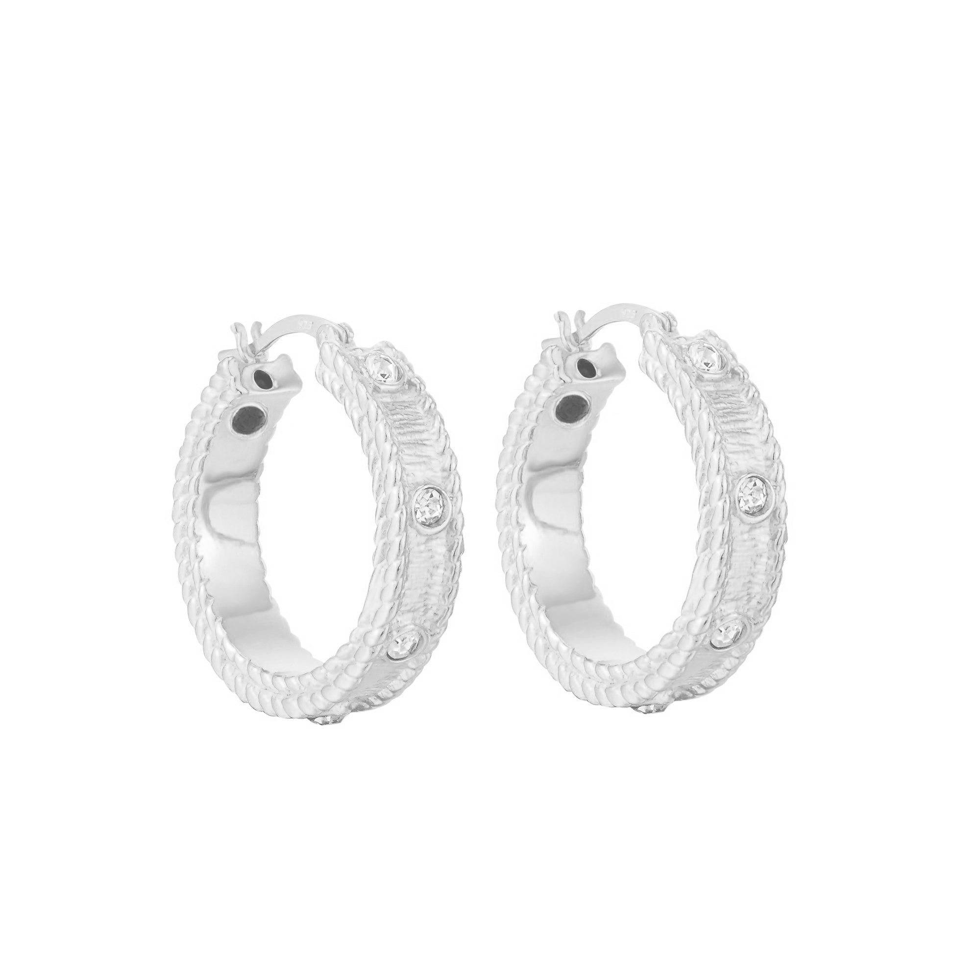 Sterling Silver crystal creoles - seol gold