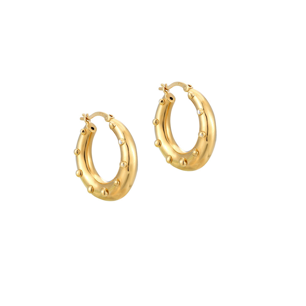 18ct Gold Vermeil Dotted Chunky Creoles