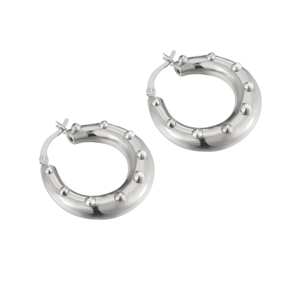 Sterling Silver Dotted Chunky Creoles
