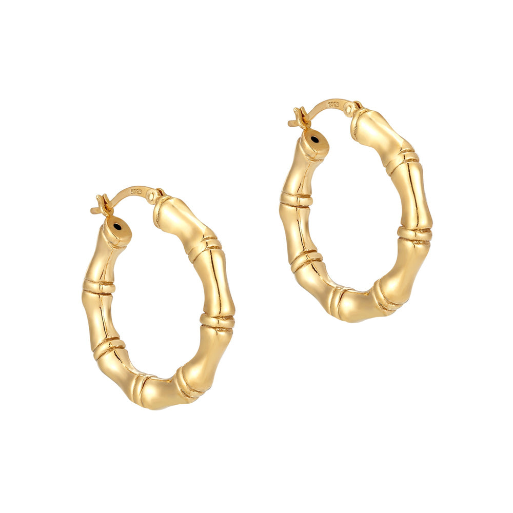 18ct Gold Vermeil Chunky Bamboo Hoops
