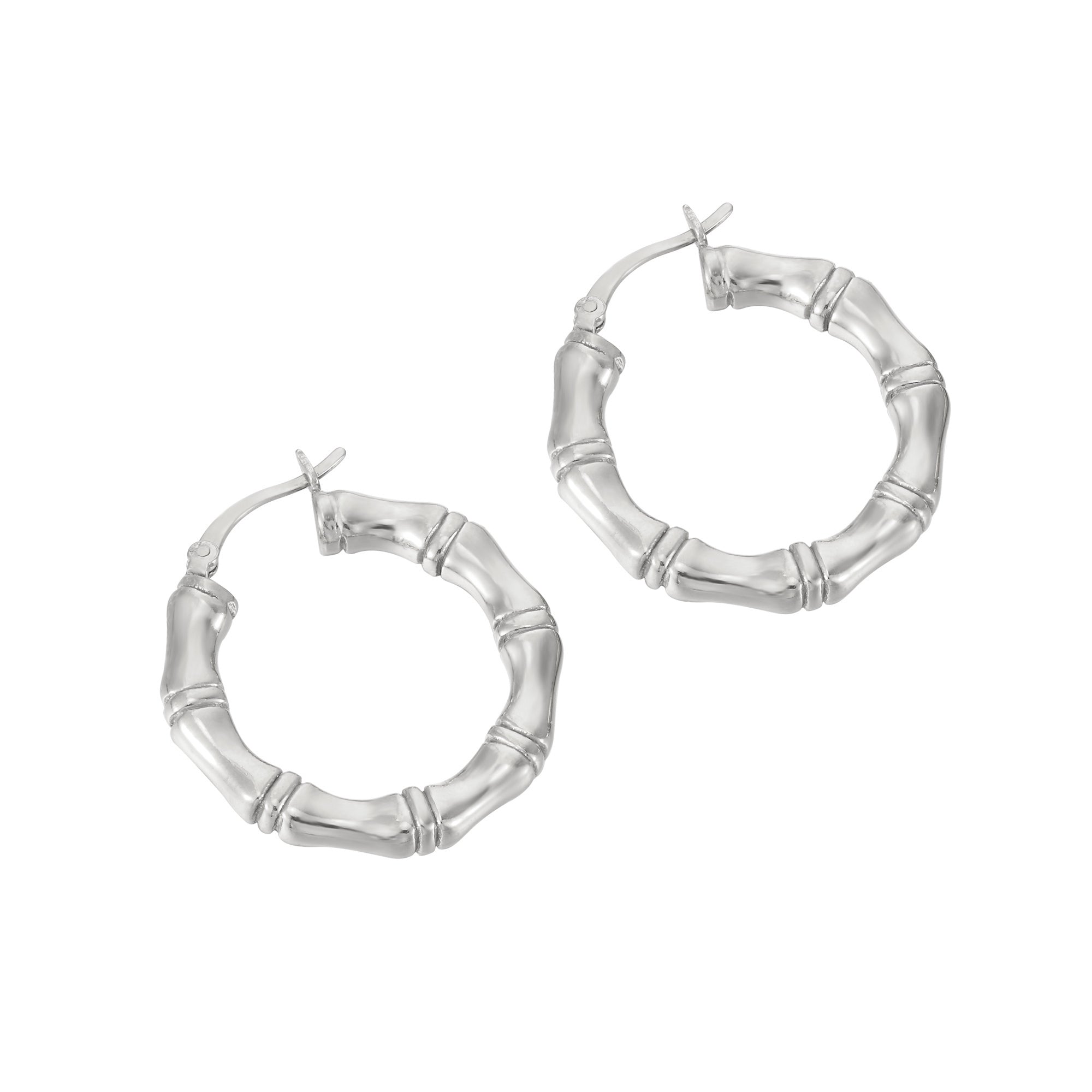 silver bamboo hoops - seolgold