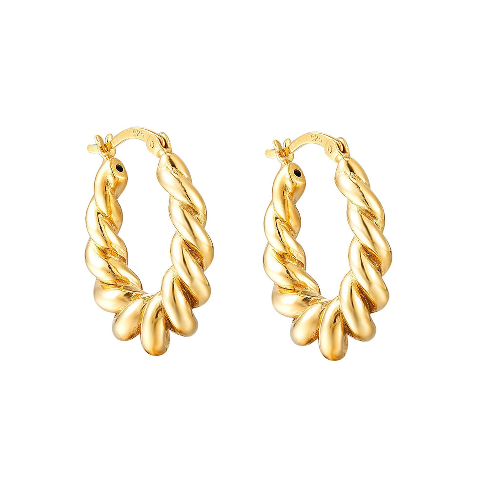 18ct Gold Vermeil Oval Twisted Hoop Earring