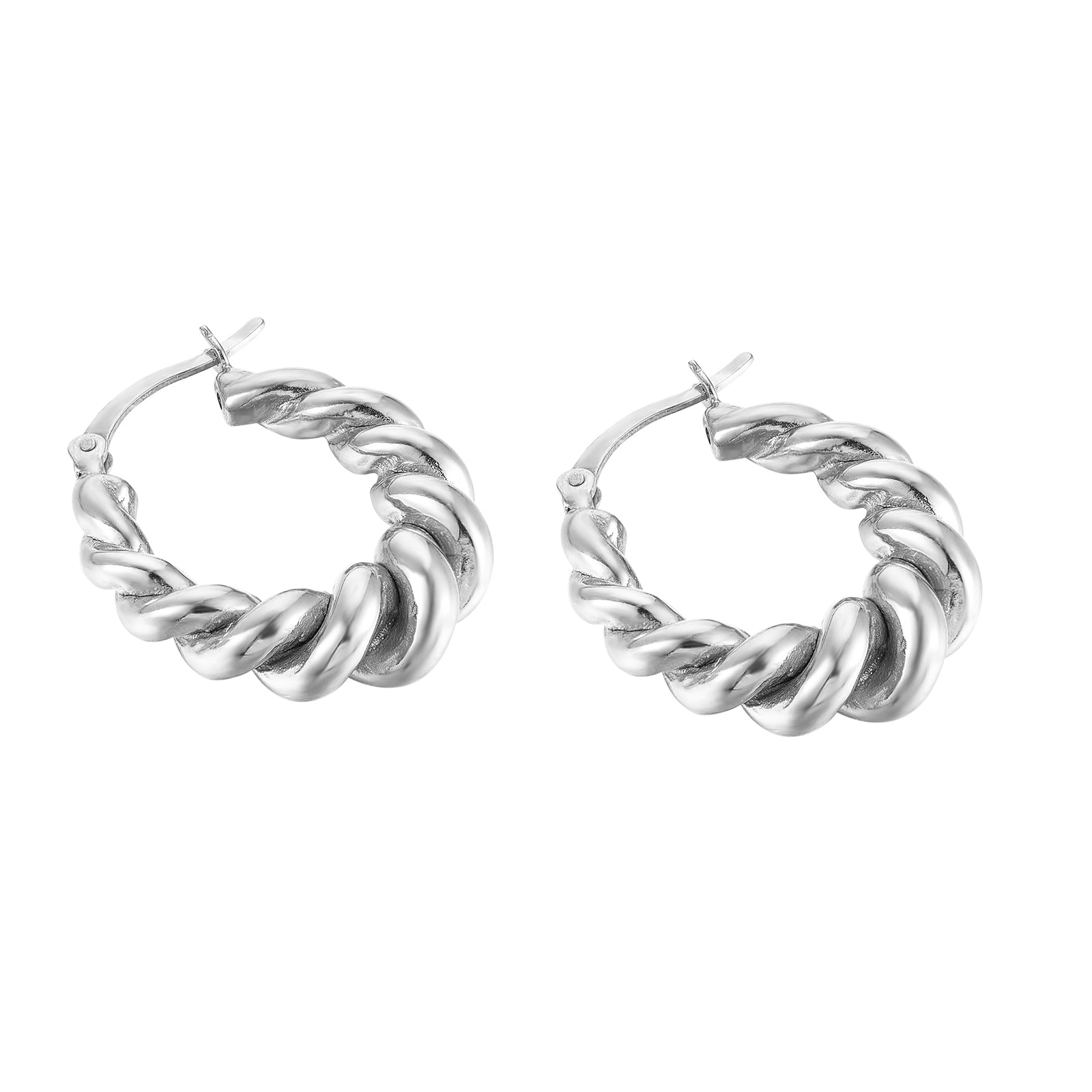 silver twisted hoop - seolgold