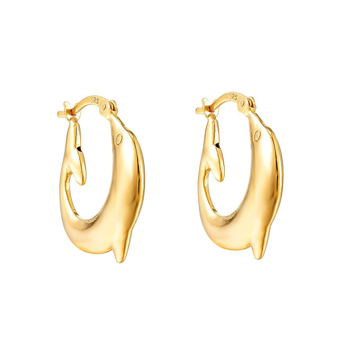 18ct Gold Vermeil Puffed dolphin hoops - seol gold