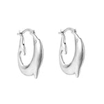 Sterling Silver Puffed Dolphin Hoop Earrings