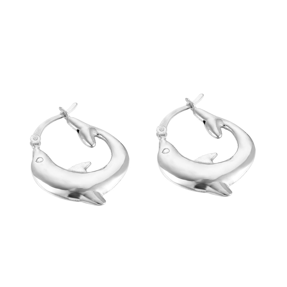 Puffed dolphin hoops - seol gold