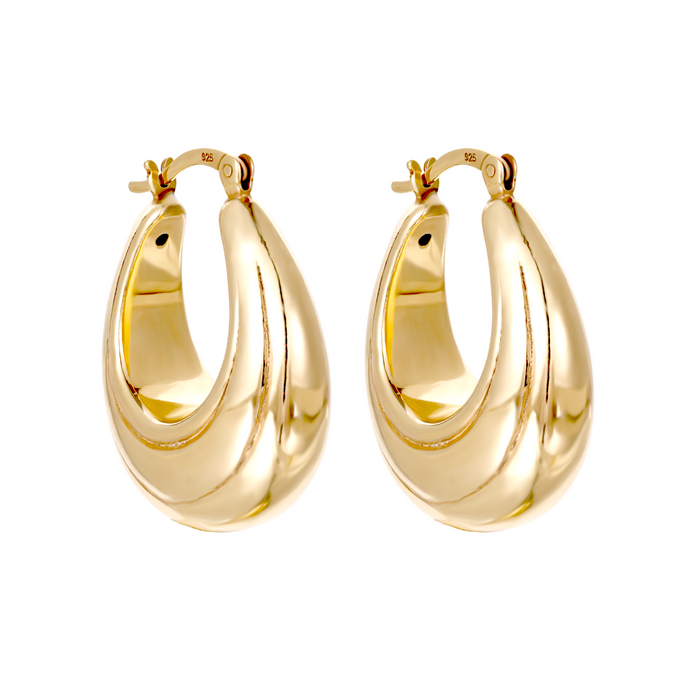 18ct Gold Vermeil XL Curved Hoop Earrings - Seol Gold