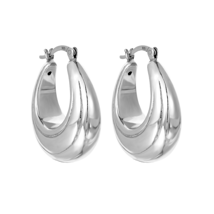 Sterling Silver XL Curved Hoop Earrings - Seol Gold