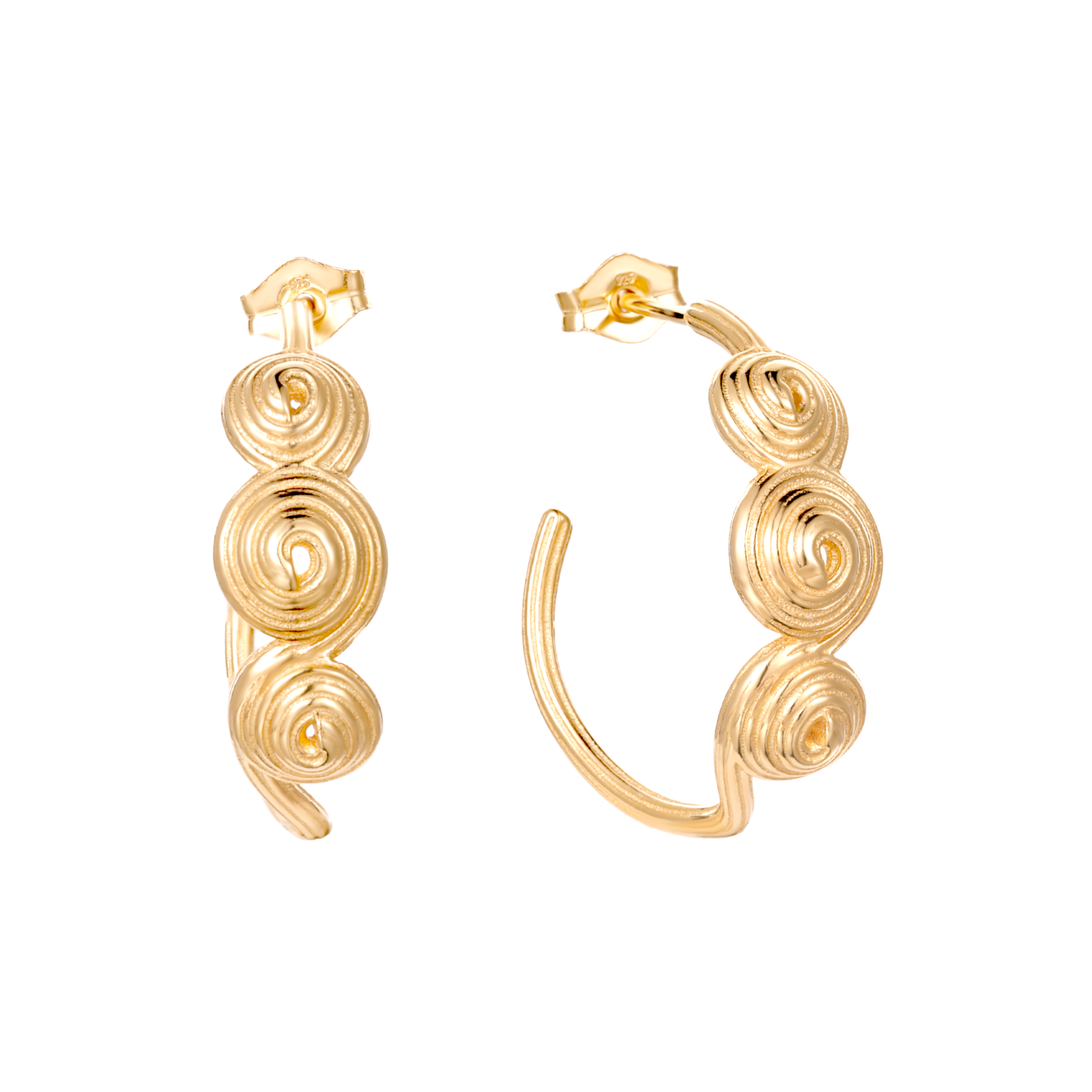 gold spiral studs - shell spiral shell stud - shell stud - seol gold