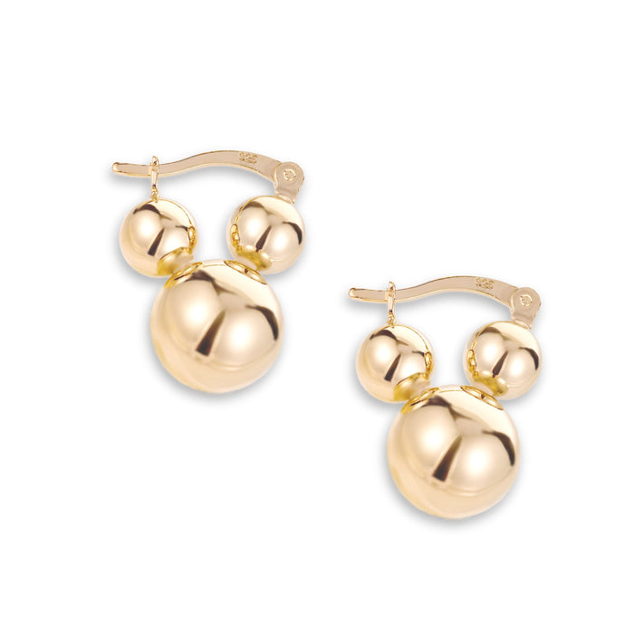 gold chunky triple ball hoop - seolgold