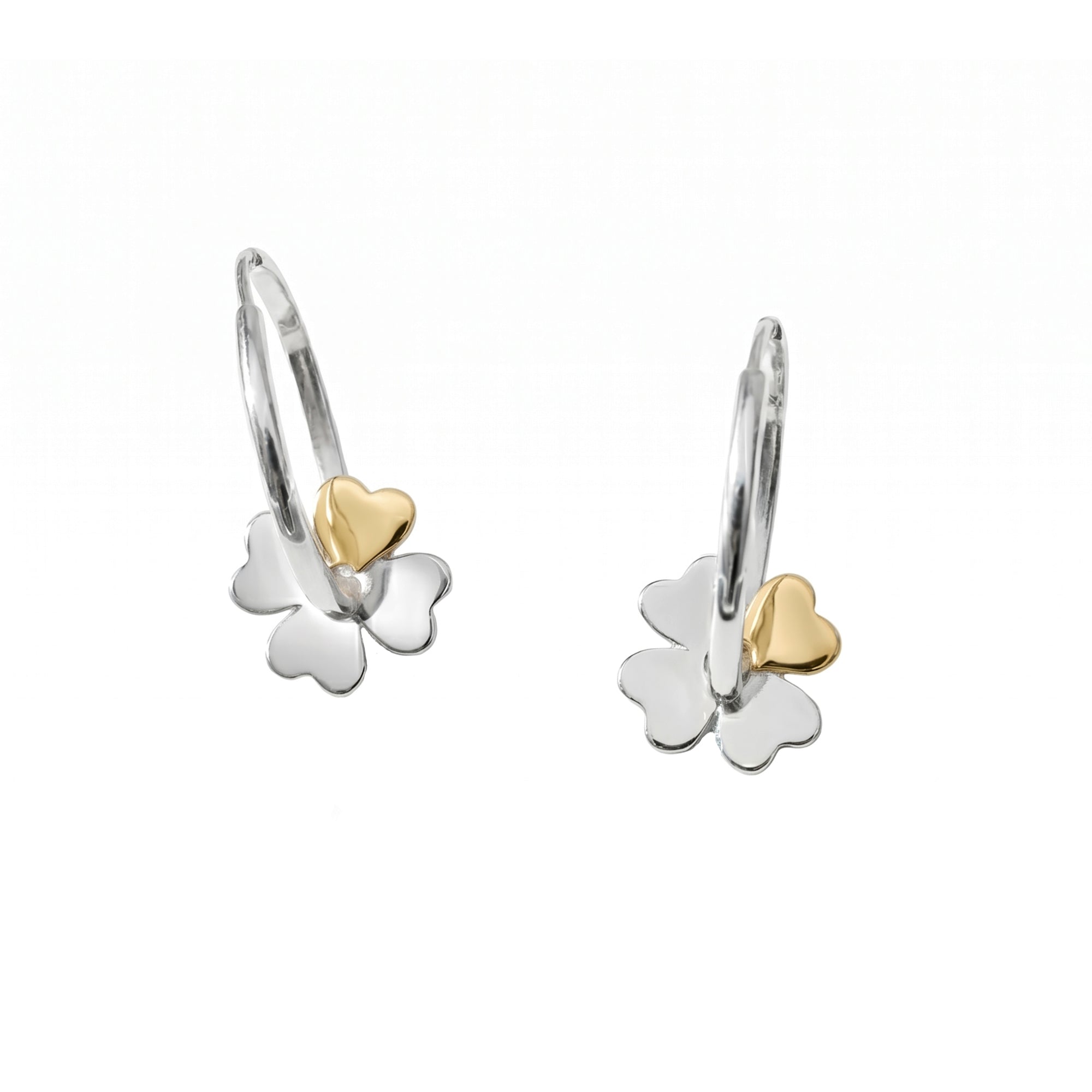Mixed Metal Clover Hoop Earrings