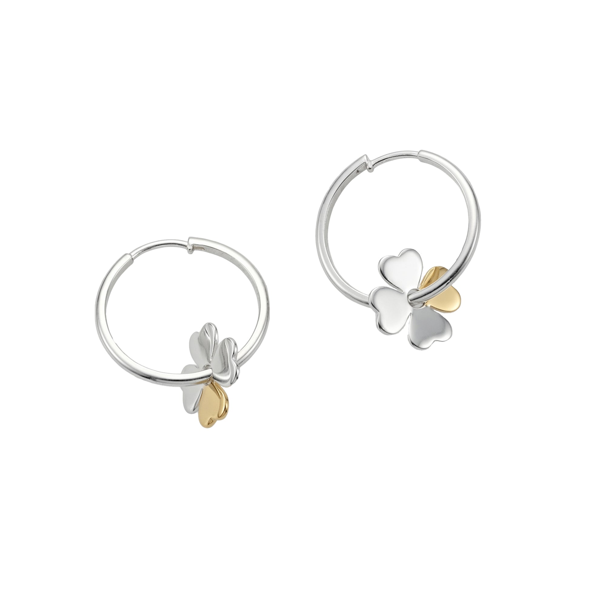 Mixed Metal Clover Hoop Earrings