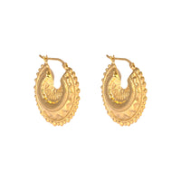 Pair of gold hoop earrings on a white background - seolgold