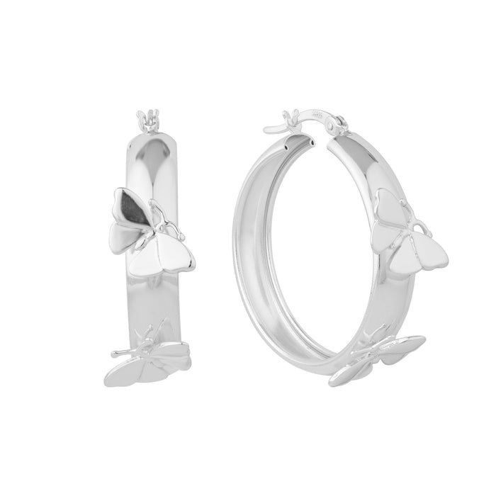 silver butterfly fairy hoops - seolgold