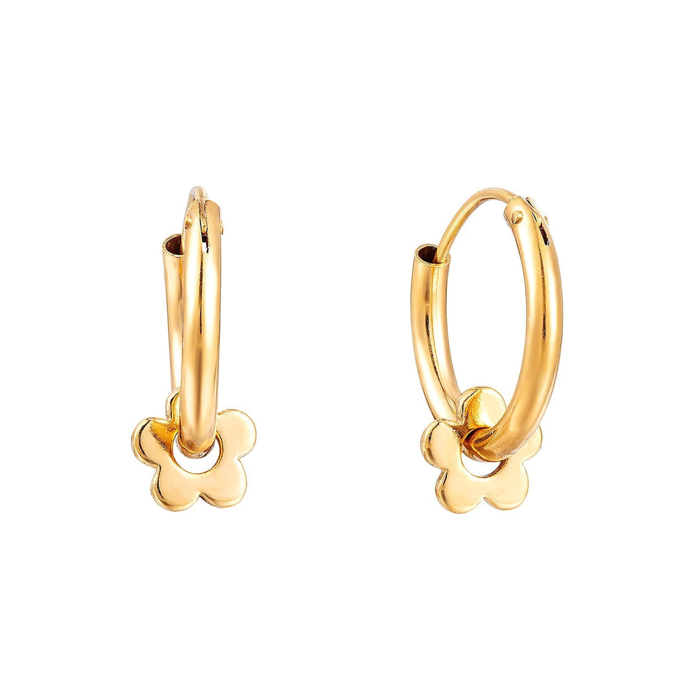 18ct Gold Vermeil Tiny Flower Charm Hoops