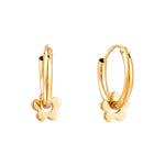 18ct Gold Vermeil Tiny Flower Charm Hoops